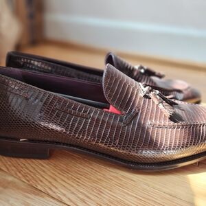 Carmina Men's Brown Lizard Skin  Tassel Slip-On Loafers.size 13 New With Box